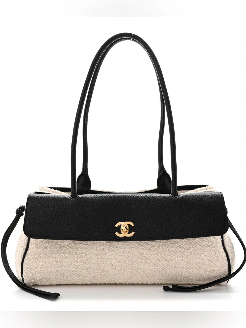 Chanel Black and Cream Tweed Shoulder Bag